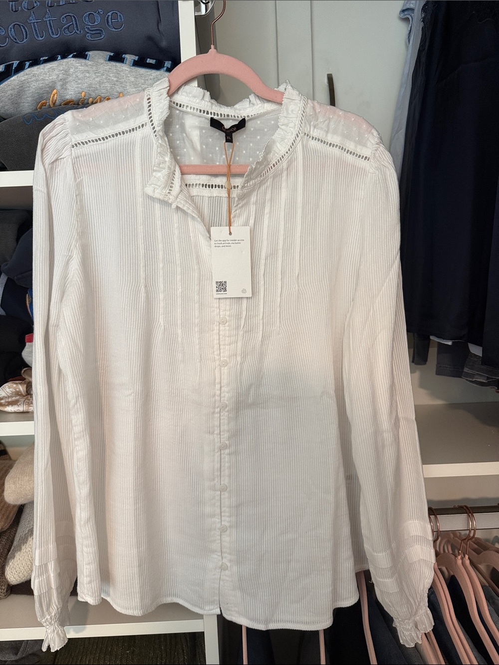 NWT Quince Lightweight White Button-Front Women's Blouse